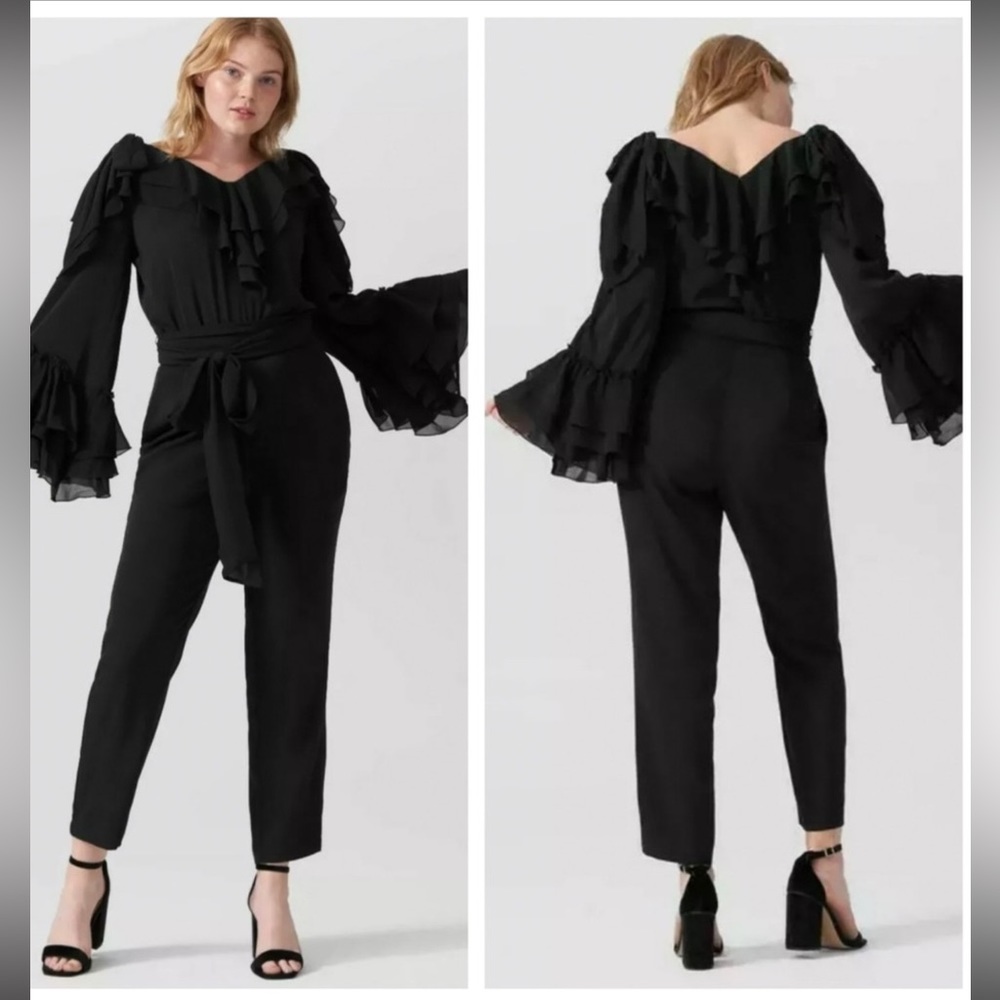 Rodarte x Universal Standard black pantsuit Ruffle jumpsuit womens combo catsuit